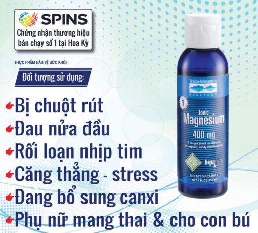 Thực phẩm chức năng ionic Magnesium 400mg (ion Magie 400mg) Trace Minerals Research