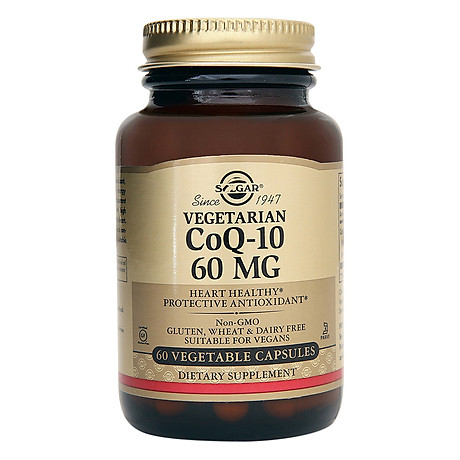 Viên uống điều hòa huyết áp Vegetarian CoQ-10 60 mg Solgar giảm nguy cơ tai biến, giảm cholesterol máu