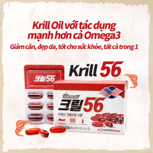 Dầu nhuyễn thể Krill56 1000mg Pulses - Red Omega 3