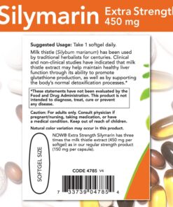 Viên uống Extra Strength Silymarin Milk Thistle Extract 450 mg Now 120 viên giải độc gan, tăng cường chức năng gan