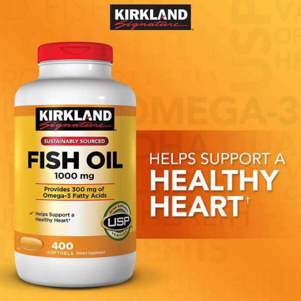 Viên dầu cá Fish Oil 1000mg Kirkland Signature Mỹ bổ sung Omega-3, DHA và EPA