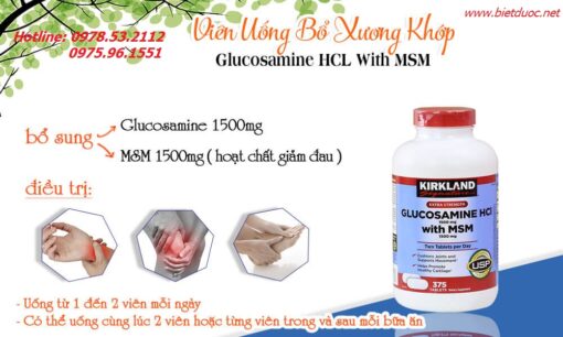 Viên uống bổ khớp Glucosamine HCL 1500mg with MSM 1500mg Kirkland
