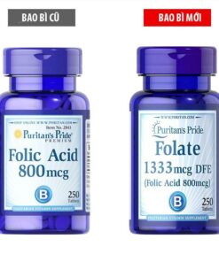 Viên uống Folate 1333 mcg DFE (Folic Acid 800mcg) Puritan's Pride Mỹ 250 viên ngăn ngừa thiếu máu