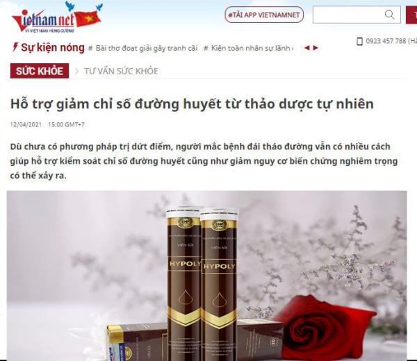 báo Vietnamnet viên sủi Hypoly- ổn định đường huyết