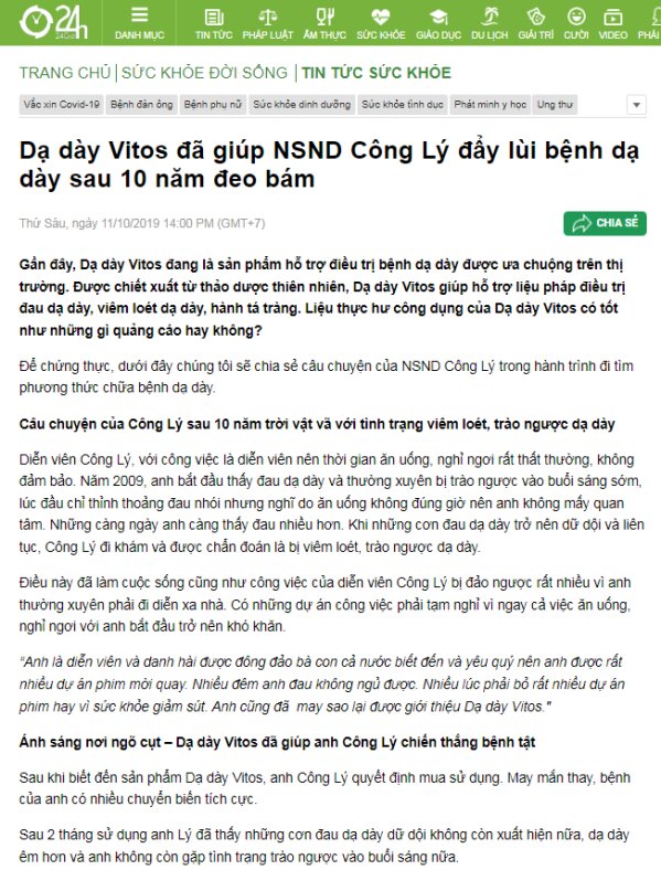 Vitos trên báo điện tử 24.com.vn